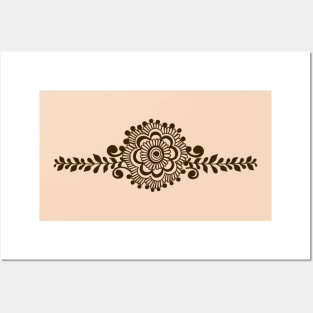 Brown Henna Tattoo - Brown Mehendi Motifs Posters and Art